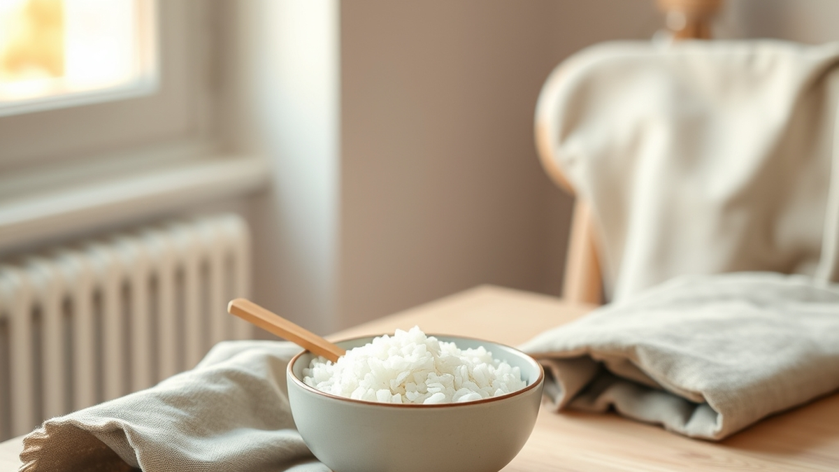 Холангит и диета после лечения: миска риса с бамбуковой ложкой и льняная салфетка
